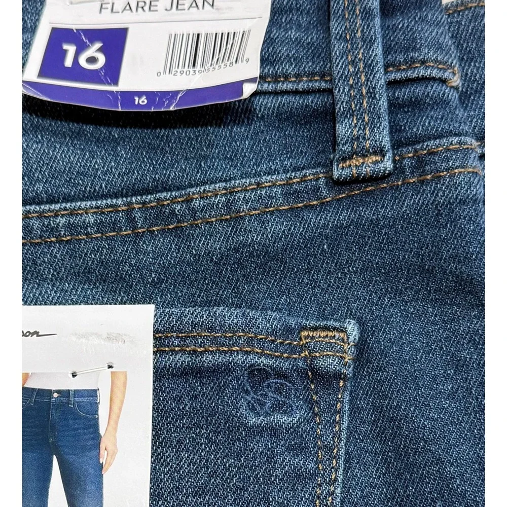 Jessica Simpson Women's High Rise Flare Jeans‎ Dark Wash Size 16 Capsule Stretch